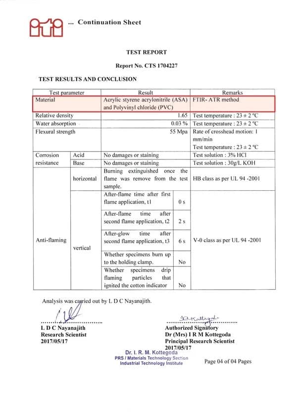Material Identification Test